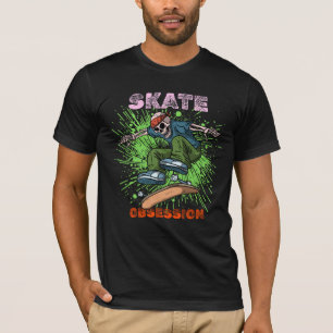 Skate Obsession Skelett Skateboarder Streetwear T T-Shirt