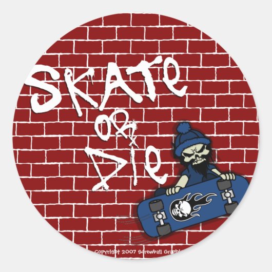 Skate oder Die Aufkleber (Vorderseite)