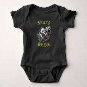 Skate oder die Grim Sensenmann Skeletton Skateboar Baby Strampler (Vorderseite)