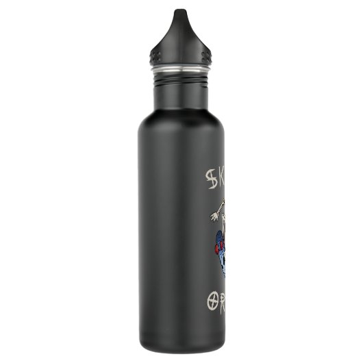Skate oder die Grim Sensenmann Skeletton Skateboar Edelstahlflasche (Links)