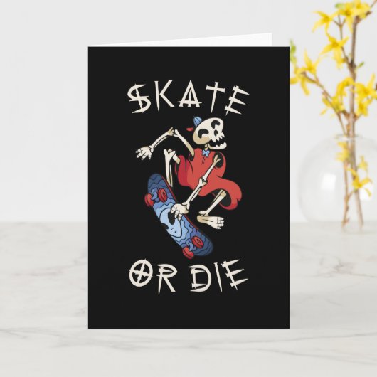 Skate oder die Grim Sensenmann Skeletton Skateboar Karte (Gelbe Blume)