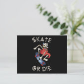 Skate oder die Grim Sensenmann Skeletton Skateboar Postkarte (Stehend Vorderseite)
