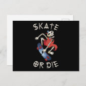 Skate oder die Grim Sensenmann Skeletton Skateboar Postkarte (Vorne/Hinten)