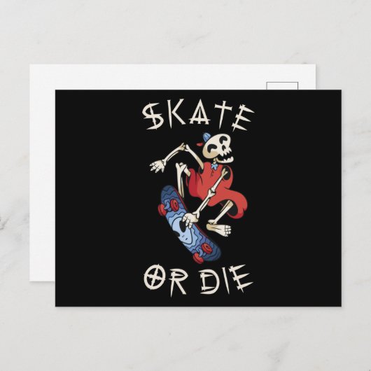 Skate oder die Grim Sensenmann Skeletton Skateboar Postkarte (Vorne/Hinten)