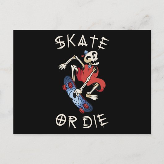 Skate oder die Grim Sensenmann Skeletton Skateboar Postkarte (Vorderseite)