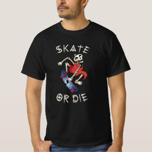 Skate oder die Grim Sensenmann Skeletton Skateboar T-Shirt