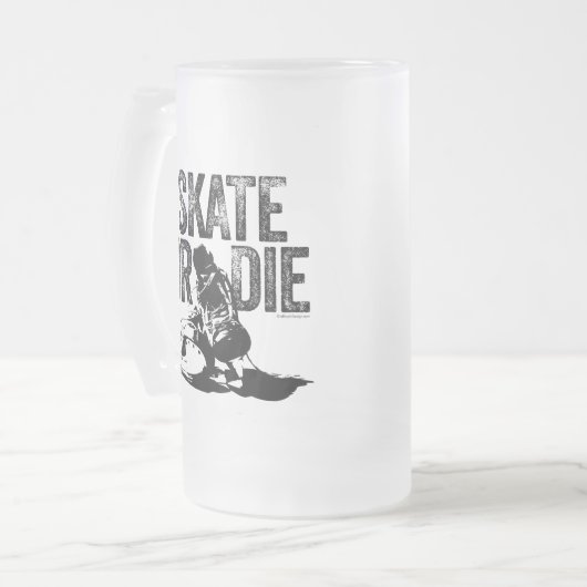 Skate oder Die (Hockey) Mattierte Glass-Bier-Tasse Mattglas Bierglas (Vorderseite Links)