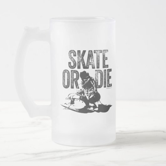 Skate oder Die (Hockey) Mattierte Glass-Bier-Tasse Mattglas Bierglas (Links)