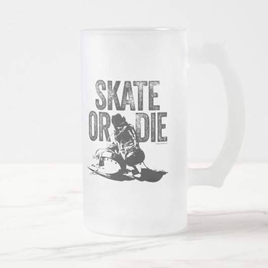 Skate oder Die (Hockey) Mattierte Glass-Bier-Tasse Mattglas Bierglas (Rechts)