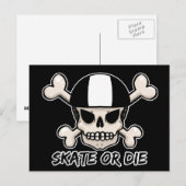 Skate oder die Schädel und Kreuzknochen Postkarte (Vorne/Hinten)