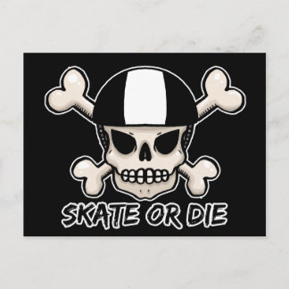 Skate oder die Schädel und Kreuzknochen Postkarte