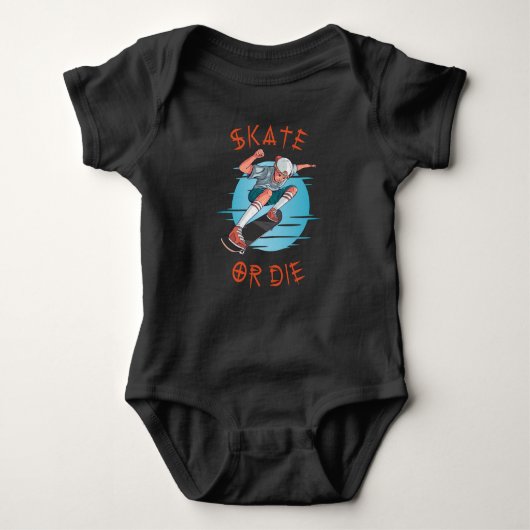 Skate oder die Skateboarder Boy Baby Strampler (Vorderseite)
