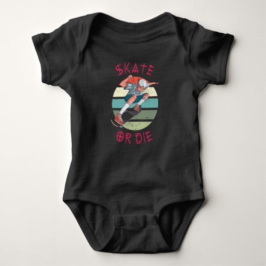Skate oder die Skateboarder Boy Baby Strampler (Vorderseite)