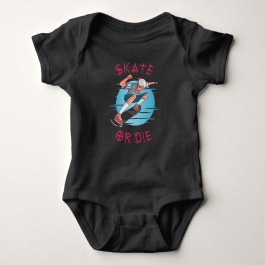 Skate oder die Skateboarder Boy Baby Strampler (Vorderseite)