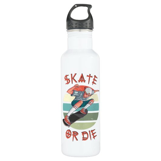 Skate oder die Skateboarder Boy Edelstahlflasche (Vorderseite)