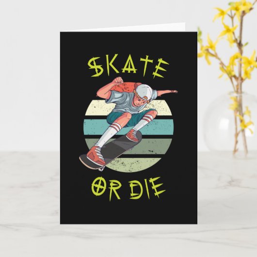 Skate oder die Skateboarder Boy Karte (Gelbe Blume)