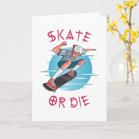 Skate oder die Skateboarder Boy Karte (Gelbe Blume)