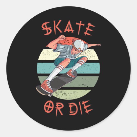 Skate oder die Skateboarder Boy Runder Aufkleber (Vorderseite)