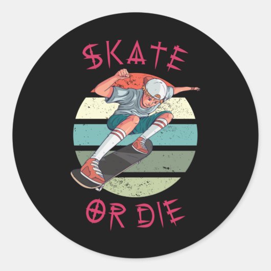 Skate oder die Skateboarder Boy Runder Aufkleber (Vorderseite)