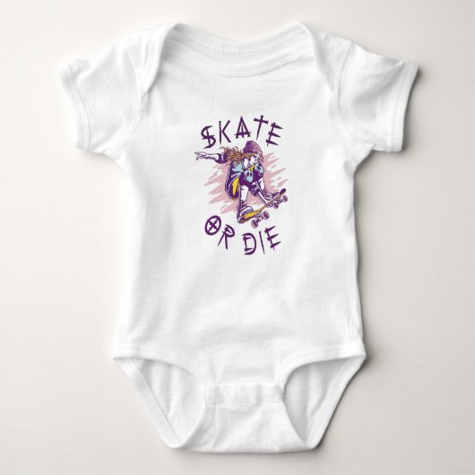 Skate oder die Skateboarder Girl Baby Strampler (Vorderseite)