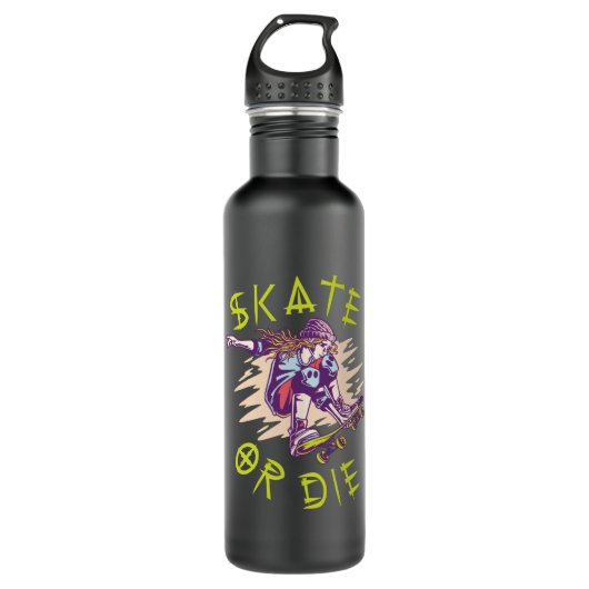 Skate oder die Skateboarder Girl Edelstahlflasche (Vorderseite)