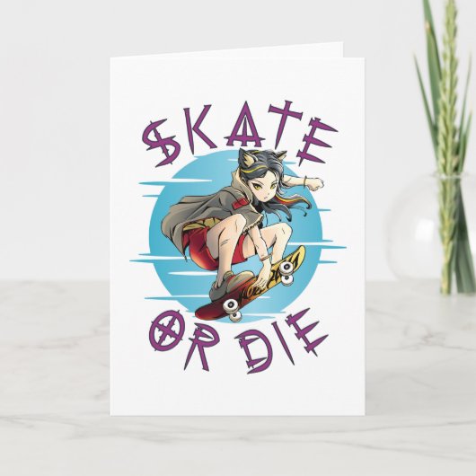 Skate oder die Skateboarder Girl Karte (Vorderseite)