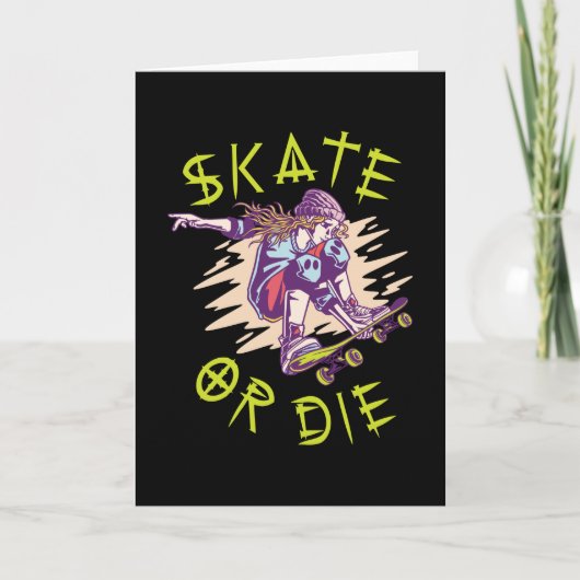 Skate oder die Skateboarder Girl Karte (Vorderseite)