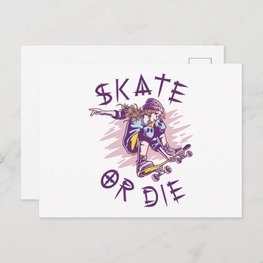 Skate oder die Skateboarder Girl Postkarte (Vorne/Hinten)