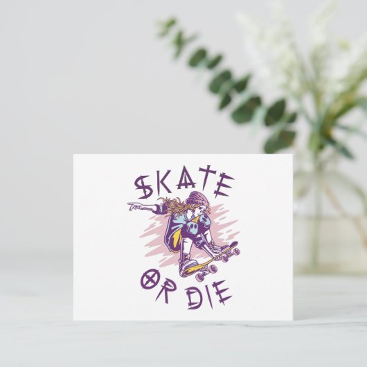 Skate oder die Skateboarder Girl Postkarte (Stehend Vorderseite)