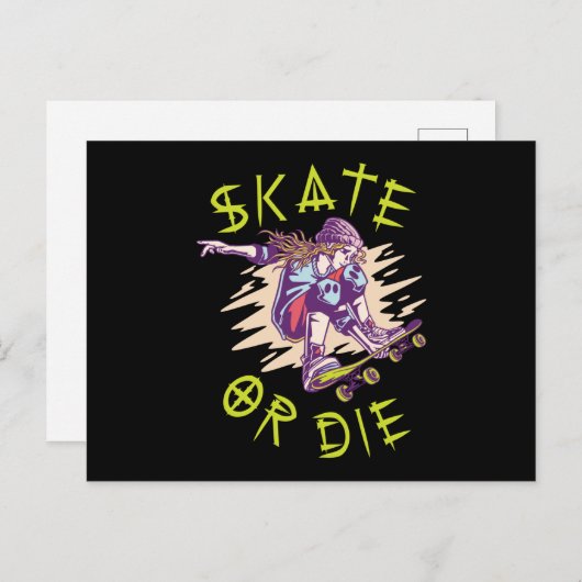Skate oder die Skateboarder Girl Postkarte (Vorne/Hinten)