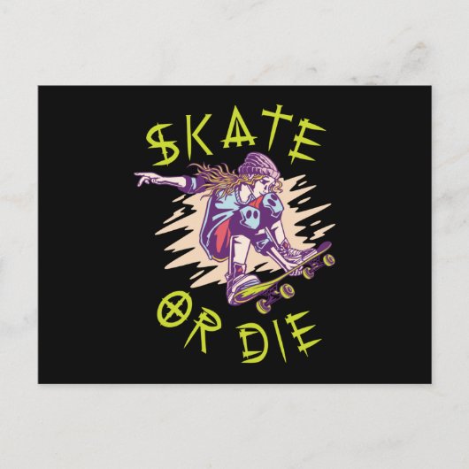 Skate oder die Skateboarder Girl Postkarte (Vorderseite)