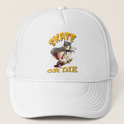 Skate oder die Skateboarder Girl Truckerkappe (Vorderseite)