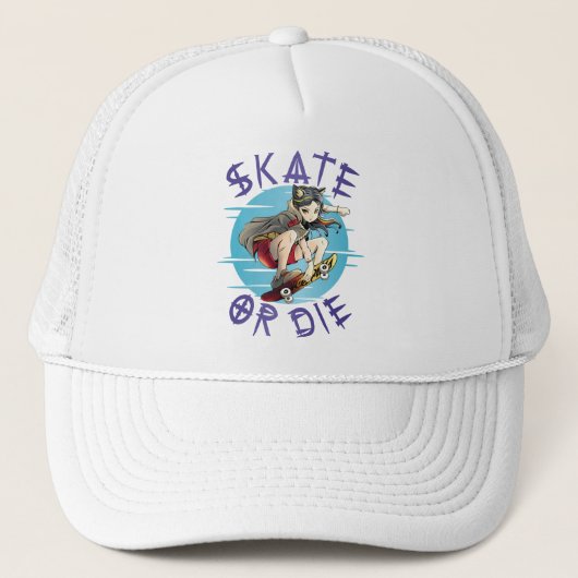 Skate oder die Skateboarder Girl Truckerkappe (Vorderseite)