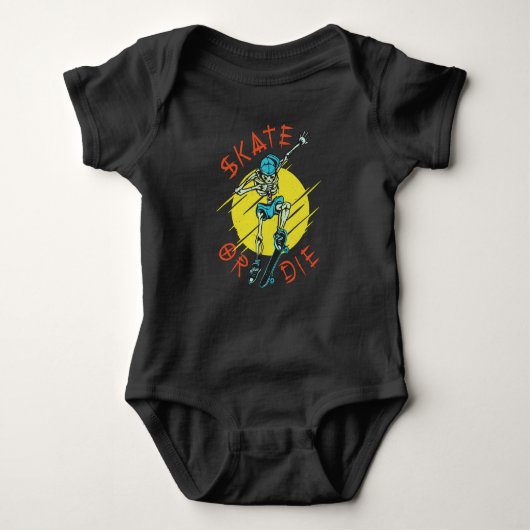 Skate oder die Skeleton-Skateboarder Baby Strampler (Vorderseite)