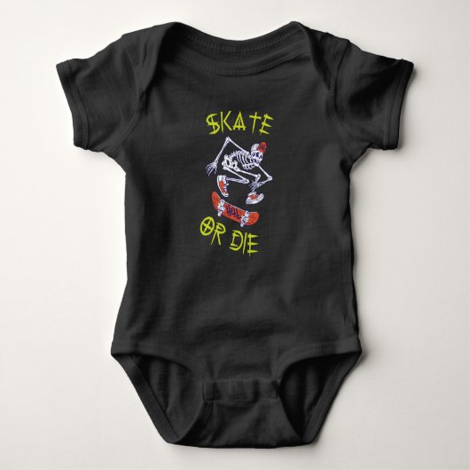 Skate oder die Skeleton-Skateboarder Baby Strampler (Vorderseite)