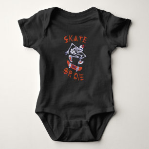 Skate oder die Skeleton-Skateboarder Baby Strampler