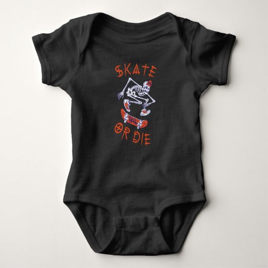 Skate oder die Skeleton-Skateboarder Baby Strampler (Vorderseite)