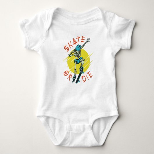 Skate oder die Skeleton-Skateboarder Baby Strampler (Vorderseite)