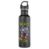 Skate oder die Skeleton-Skateboarder Edelstahlflasche (Vorderseite)