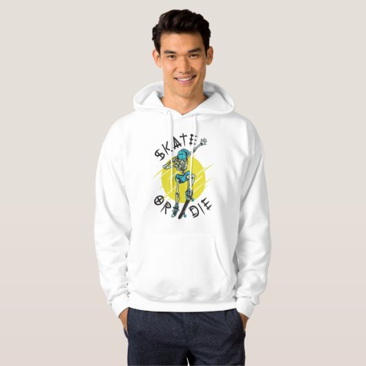 Skate oder die Skeleton-Skateboarder Hoodie (Vorne ganz)