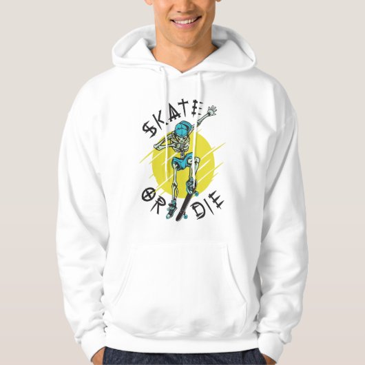 Skate oder die Skeleton-Skateboarder Hoodie (Vorderseite)
