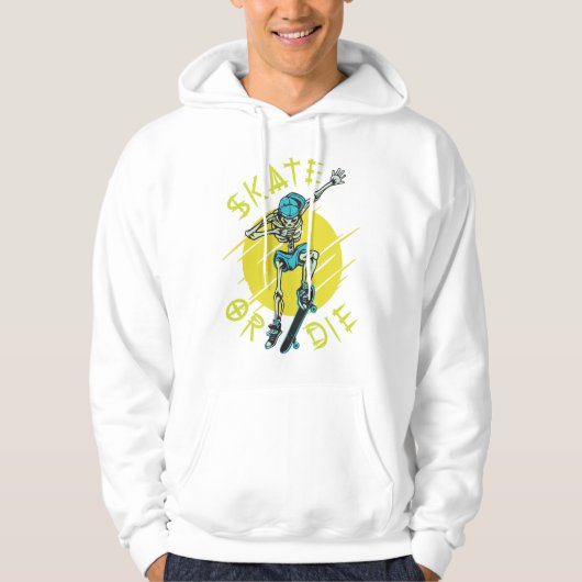 Skate oder die Skeleton-Skateboarder Hoodie (Vorderseite)