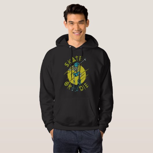 Skate oder die Skeleton-Skateboarder Hoodie (Vorne ganz)