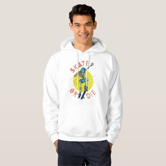 Skate oder die Skeleton-Skateboarder Hoodie (Vorne ganz)