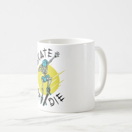 Skate oder die Skeleton-Skateboarder Kaffeetasse (VorderseiteRechts)