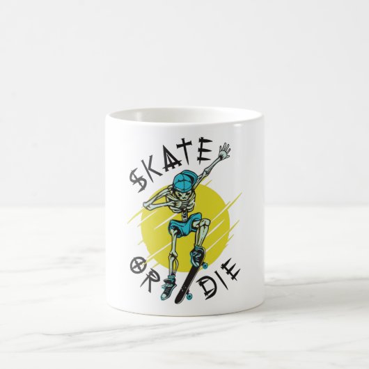 Skate oder die Skeleton-Skateboarder Kaffeetasse (Mittel)