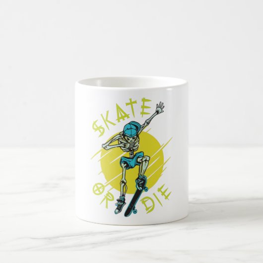 Skate oder die Skeleton-Skateboarder Kaffeetasse (Mittel)