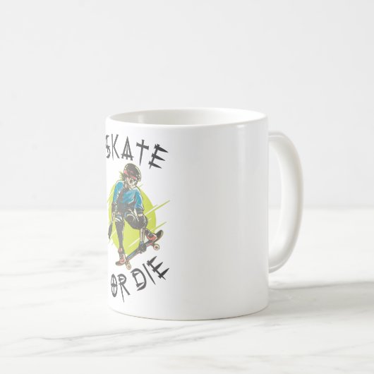 Skate oder die Skeleton-Skateboarder Kaffeetasse (VorderseiteRechts)