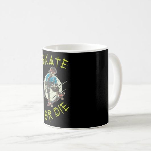 Skate oder die Skeleton-Skateboarder Kaffeetasse (VorderseiteRechts)