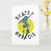 Skate oder die Skeleton-Skateboarder Karte (Gelbe Blume)